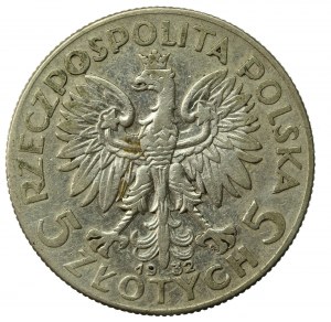 II RP, 5 zloty 1932, Warsaw, Head of a Woman (925)