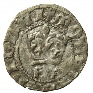 Władysław II Jagiełło, Półgrosz bez daty, Kraków, pod Koroną litera F i podwójny krzyż (992)