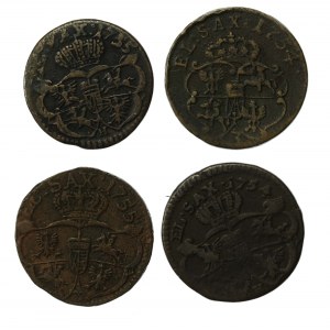 August III Sas, Grosz 1754-1755. Razem 4 szt. (689)