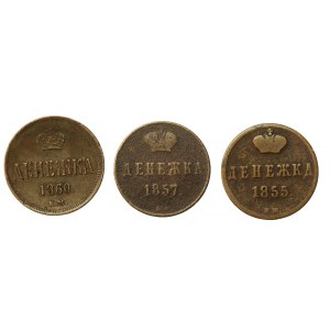 Rosja, Aleksander II, zestaw dienieżka 1855-1860. Razem 3 szt. (1019)