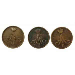 Rosja, Aleksander II, zestaw dienieżka 1855-1860. Razem 3 szt. (1019)