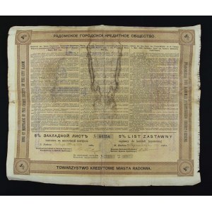 Towarzystwo Kredytowe m. Radomia, List zastawny na 100 rubli, 1900 (1091)
