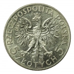 II RP, 5 złotych 1934, Warszawa, Głowa Kobiety (810)