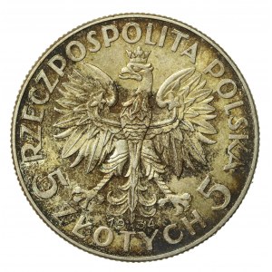 II RP, 5 złotych 1934, Warszawa, Głowa Kobiety (836)