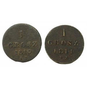 Księstwo Warszawskie, Fryderyk August, zestaw groszy 1810 i 1811. Razem 2 sztuki (479)