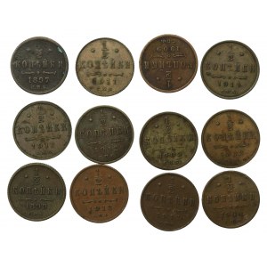 Rosja, zestaw ½ kopiejki 1897-1913. Razem 12 szt. (485)