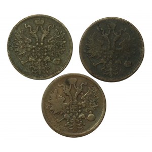 Russia, set di 5 copechi 1860-1865. totale di 3 pezzi. (495)