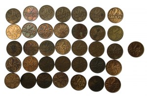 Second Republic, set of 2 pennies 1925-1939. total 36 pieces. (488)