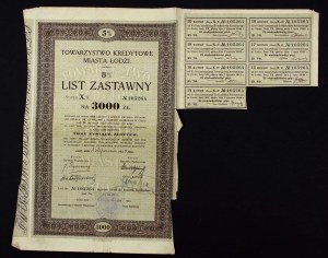 TKM Łódź pledge letters 3,000 zlotys 1933. set of 10 pcs. (305)