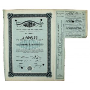 Warrant Sp. Akc. Składów Towarowych, Em.1, 5x 10.000 mkp 1923 (644)