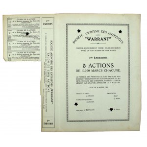 Warrant Sp. Akc. Składów Towarowych, Em.1, 5x 10.000 mkp 1923 (644)
