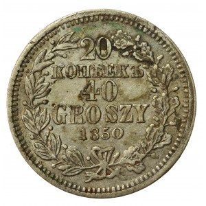 Zabór rosyjski, 20 kopiejek=40 groszy 1850 MW, Warszawa (208)