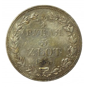 Zabór rosyjski, 3/4 rubla=5 złotych 1838 MW, Warszawa (210)