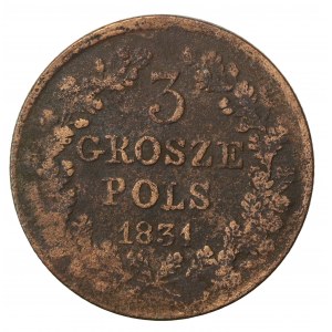 Powstanie Listopadowe, 3 grosze 1831 - Łapy orła proste (895)