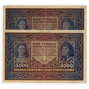 II RP, zestaw 5.000 mkp 1920 II Serja A i B. Razem 2 szt. (451)