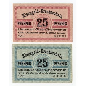 Lubawka/Liebau; Glashuettenwerke; 1917, 2 x 25 fenigów (1266)