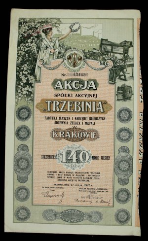 Trzebinia Factory of Agricultural Machinery and Tools Iron and Metal Foundry, 140 mkp 1922 (1517)