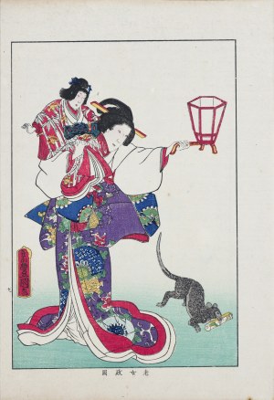 Utagawa Kunisada I (Toyokuni III, 1786-1864), wyd. Yoshikawa Kobunkan, Pielęgniarka Asaoka i mysz, z cyklu Biografie sławnych kobiet, Tokio, 1918