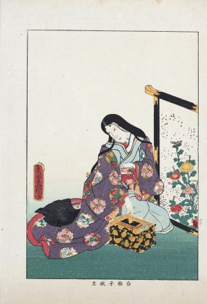 Utagawa Kunisada I (Toyokuni III, 1786-1864), wyd. Yoshikawa Kobunkan, Shirakase ko Giō, z cyklu Biografie sławnych kobiet, Tokio, 1918