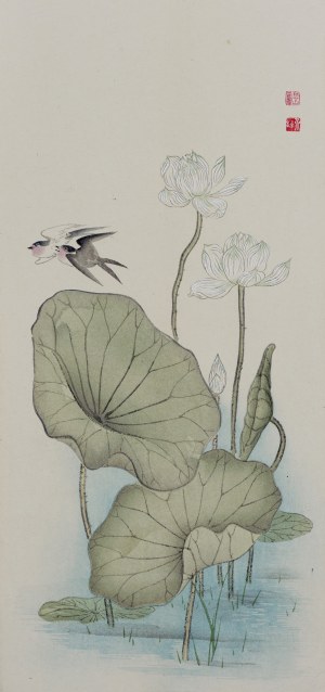 Honnyo Shonin (1778 - 1826), Lotos i jaskółki, 1925