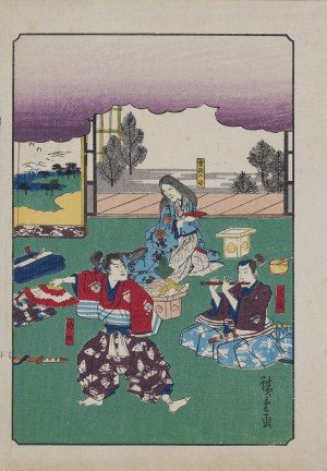 Utagawa Hiroshige (1797 - 1858), wyd. Yoshikawa Kobunkan, Spotkanie z matką, z cyklu „Opowieść o braciach Soga - Soga Monogatari”, Tokio, 1917