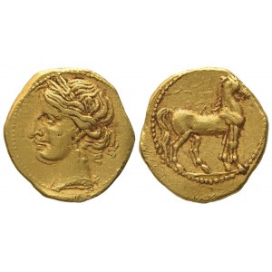 Carthage, Second Punic War (c. 220-205 BC),, 1/4 Shekel; AV (1,90 g; 12 mm)