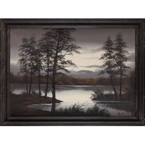 Painter INDEPENDENT, signed RADKE (20th century), Cloudy day at the lake, 1997