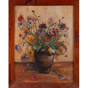 Painter INDEPENDENT, signed SIKORA (20th century), Flowers in a clay vase, 1983