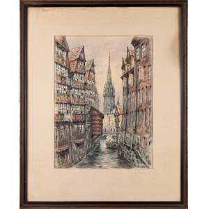Artysta NIEOKREŚLONY, monogramista GH (XX w.), Pejzaż z Hamburga