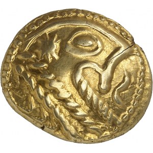 Bellovaques. Statère à l'astre et au cheval à gauche ND (second tiers du Ier siècle avant J.-C. et Guerre des Gaules).