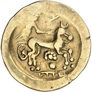 Helvètes. Quart de statère à la rosette, en or pâle ND (IIe s. av. J.-C.).