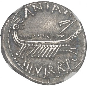 Marc Antoine. Denier, pour la 3e légion ND (32-31 av. J.-C.), Grèce.