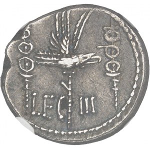 Marc Antoine. Denier, pour la 3e légion ND (32-31 av. J.-C.), Grèce.
