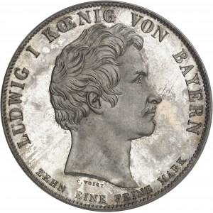 Bavière, Louis Ier (1825-1848). Thaler historique, entrée de la Bade dans l’Union douanière allemande 1835, Munich.