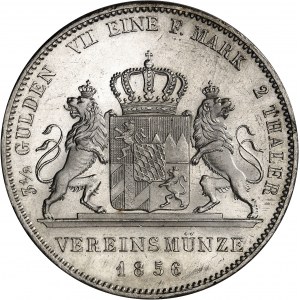 Bavaria, Maximilian II (1848-1864). Double thaler (3 1/2 guilders), 1st type 1856, Munich.
