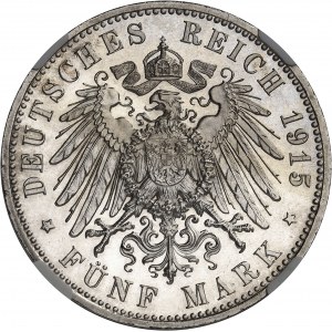 Brunswick-Wolfenbüttel, Ernest-Auguste (1913-1918). 5 (fünf) mark, mariage et accession au trône du Duc et de la Duchesse 1915, A, Berlin.