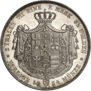 Hesse-Cassel, Frédéric Guillaume Ier (1847-1866). Double thaler (3 1/2 florins) 1854, Cassel.