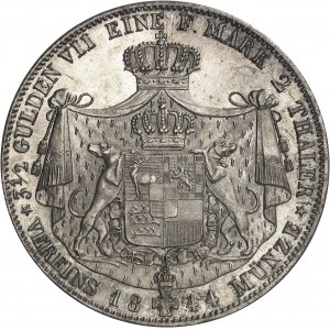Hohenzollern-Sigmaringen, Charles (1831-1848). Double thaler (3 1/2 florins) 1844, Karlsruhe.