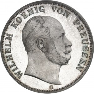 Prusse, Guillaume Ier (1861-1888). Double thaler (3 1/2 florin), Flan bruni (PROOF) 1866, C, Francfort.
