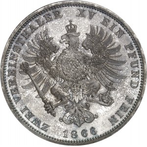 Prusse, Guillaume Ier (1861-1888). Double thaler (3 1/2 florin), Flan bruni (PROOF) 1866, C, Francfort.
