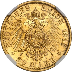 Prusse, Guillaume II (1888-1918). 20 mark 1915, A, Berlin.