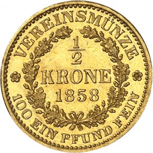 François-Joseph Ier (1848-1916). 1/2 couronne (1/2 krone), d’aspect Flan bruni (PROOFILKE) 1858, A, Vienne.