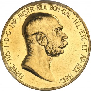 François-Joseph Ier (1848-1916). 100 corona, 60e anniversaire de règne, Flan bruni (PROOF) 1908, Kremnitz.