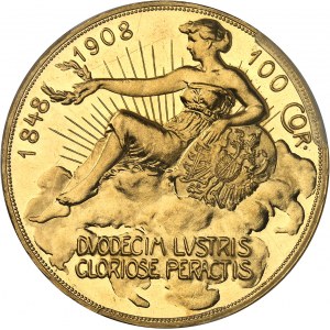 François-Joseph Ier (1848-1916). 100 corona, 60e anniversaire de règne, Flan bruni (PROOF) 1908, Kremnitz.