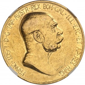 François-Joseph Ier (1848-1916). 100 corona, 60e anniversaire de règne, Flan bruni (PROOF) 1908, Kremnitz.