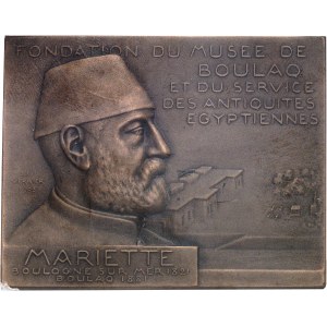 Abdülhamid II (1876-1909). Plaque, Mariette et le Musée de Boulaq, à la recherche du Serapeum, par S.-E. Vernier 1905, Paris.