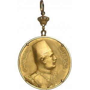 Fouad Ier (1917-1936). Médaille, la mosquée Al-Azhar du Caire et l’édition du Caire du Coran, par S. E. Vernier 1924, Paris.