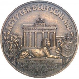 Fouad Ier (1917-1936). Médaille, visite de Fouad Ier en Allemagne du 10 au 13 juin 1929, par S. E. Vernier et M. Bezner 1929, Paris.