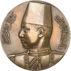 Farouk (1936-1952). Médaille, XVIIIe Congrès international du coton, par P. Metcalf et P. Turin 1938, Paris.