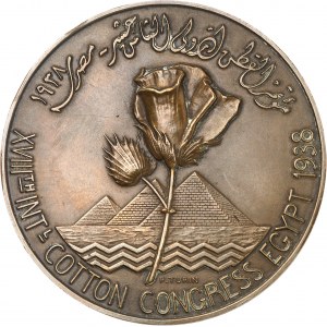 Farouk (1936-1952). Médaille, XVIIIe Congrès international du coton, par P. Metcalf et P. Turin 1938, Paris.